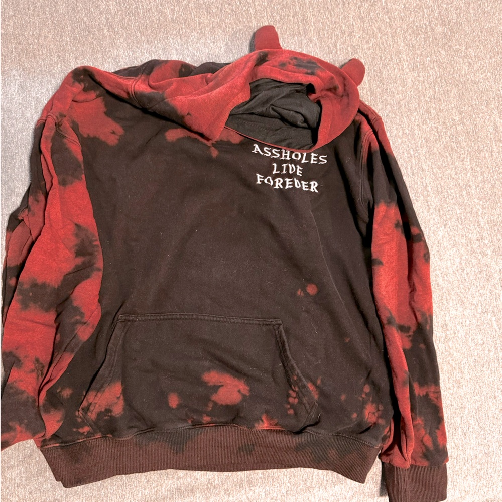 ALF red tye dye embroidered sweatshirt with horns XL